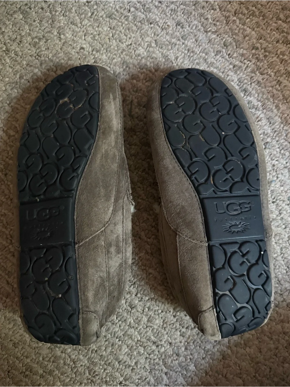 UGG Men's Gray Suede Shearling-Lined Slip-On Slippers